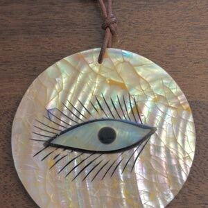 Evil eye necklace with mother of pearl pendant